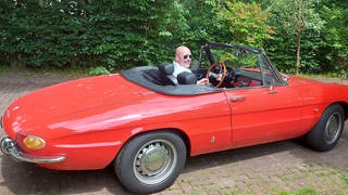 Nils in seinem Alfa Romeo Spider Rundheck von 1970