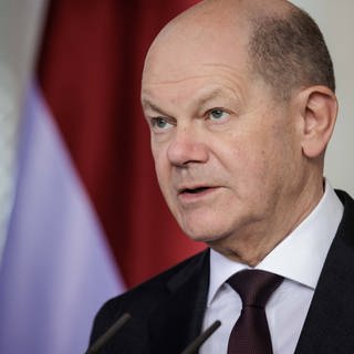 Olaf Scholz, Bundeskanzler, aufgenommen im Rahmen einer Pressekonferenz im Bundeskanzleramt in Berlin