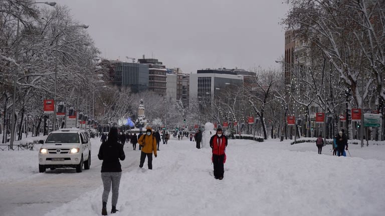 Jahrhundertschnee in Madrid - Schneesturm 'Filomena'