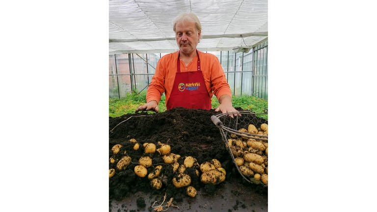 Karsten Ellenberg bei der Kartoffelernte