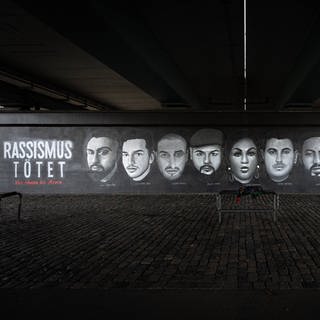 Gedenk-Graffiti anlässlich des Anschlags in Hanau am 19.02.2020