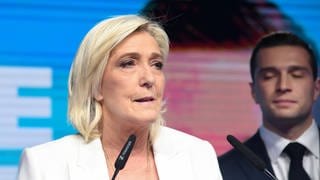 Marine Le Pen Elections europeennes soiree electorale de Jordan Bardella