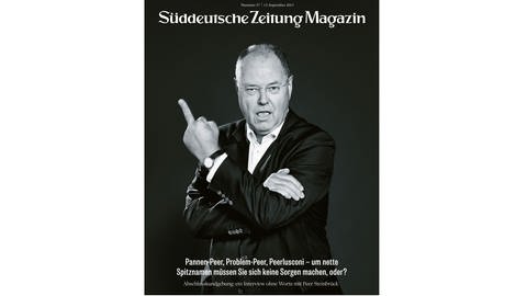 SZ-Magazin-Titel mit Kanzlerkandidat Peer Steinbrück, der den Mittelfinger zeigt  