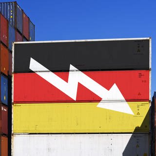 Container mit abwärts zeigendendem Pfeil