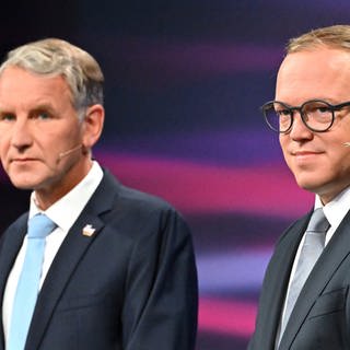 Björn Höcke (l-r, AfD), Mario Voigt (CDU) und Bodo Ramelow (Die Linke)