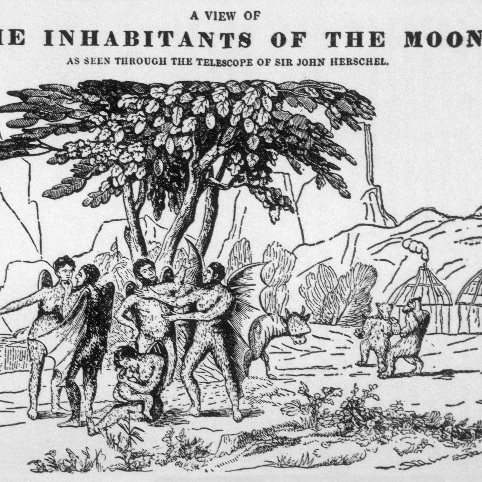 Der Mond hat die Fantasie der Menschen schon lange beflügelt, doch was der Astronom Sir John Herschel laut einer Artikelserie der New York Sun von 1835 mit seinem neuen Superteleskop auf der Oberfläche des Trabanten entdeckt haben sollte, das war wahrlich fantastisch