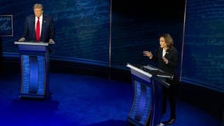 Kamala Harris und Donald Trump während des TV-Duells