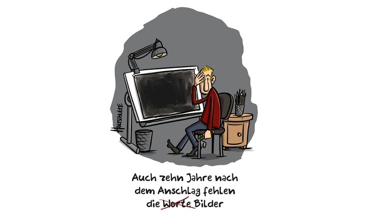 Kartikatur zum 10 jährigen Jubiläum zu Charlie Hebdo