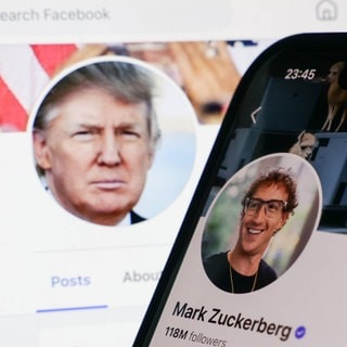 Die Profilbilder von Donald Trump und Mark Zuckerberg auf Facebook.