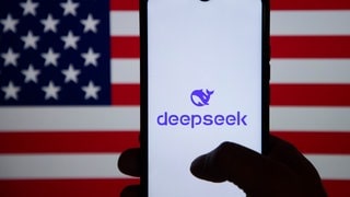 January 31, 2025, India: In this photo illustration, the DeepSeek logo is seen displayed on a mobile phone screen with American flag in the background. 