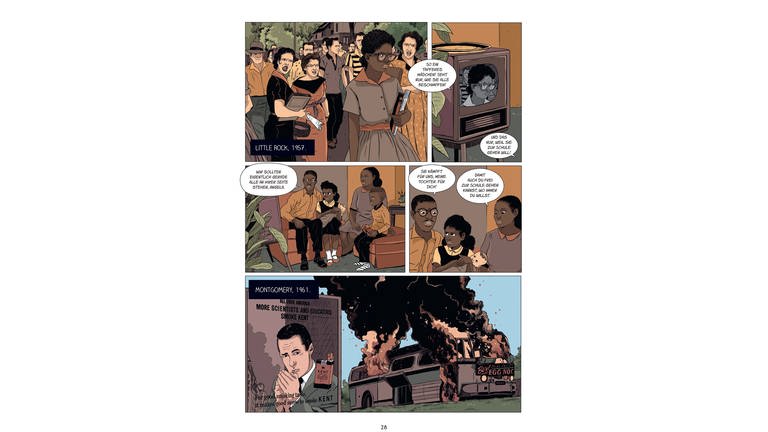 Illustrationen aus der Graphic Novel „Gejagt – Die Flucht der Angela Davis“