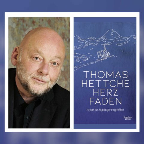 Autor Thomas Hettche mit Buchcover "Herzfaden"