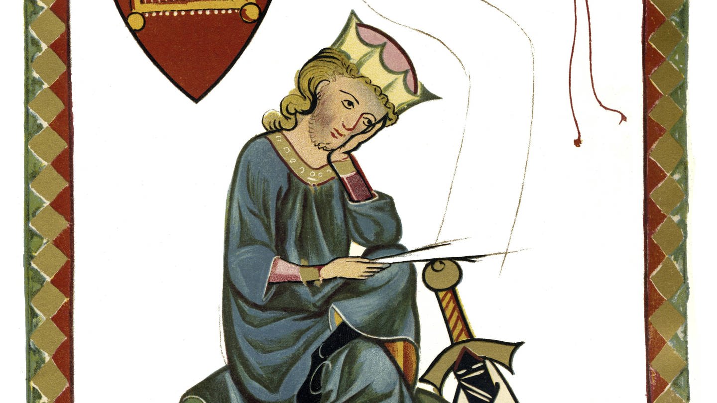 Historischer Stich, Portrait, Walther von der Vogelweide, 1170 - 1230, der bedeutendste deutschsprachige Lyriker des Mittelalters