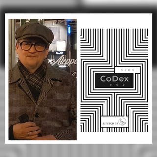 Der Autor Sjón und das Cover zu seiner Romantrilogie CoDex 1962