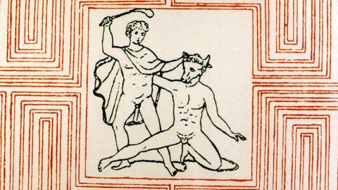Theseus erschlägt den Minotaurus