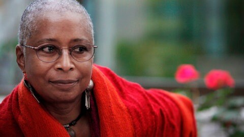 Schriftstellerin Alice Walker bei einem Interview in Gaza Stadt (2009)