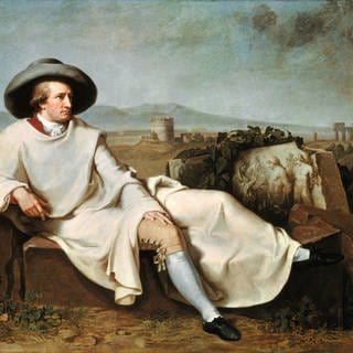 Goethe, Johann Wolfgang von Frankfurt a. M. 28.8.1749  Weimar 22.3.1832. Goethe in der Campagna. Gemälde, 178687, von Johann Heinrich Wilhelm Tischbein (17511829). Öl auf Leinwand, 164 × 206 cm. Inv. Nr. 1157 Frankfurt a. M., Städelsches Kunstinstit.