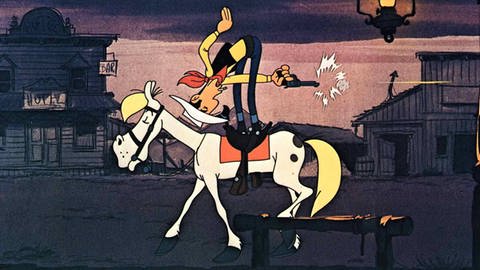 Lucky Luke und sein Pferd Jolly Jumper. 1971