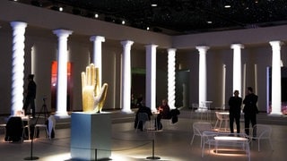 Eroeffnungspressekonferenz der Frankfurter Buchmesse. Blick in den Pavillion des Ehrengastes Italien.