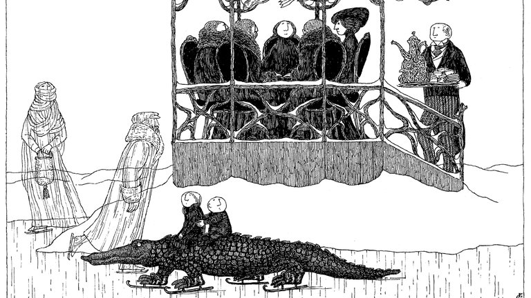 Zeichnung von Edward Gorey aus seinem Alphabet: „Der andere Zoo“.