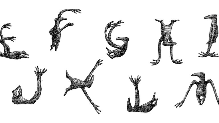 Zeichnung von Edward Gorey: „Figbash Acrobate“