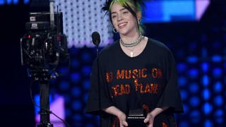 Billie Eilish accepts the award for new artist of the year at the American Music Award