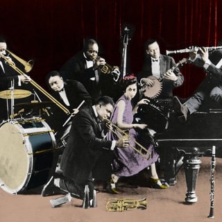 Trompeter Louis Armstrong mit King Oliver´s Creole Jazzband und Lil Hardin