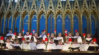 Chorjungen im Chorgestühl von Westminster Abbey
