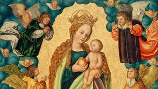 Jungfrau Maria mit Jesuskind umringt von Engeln 