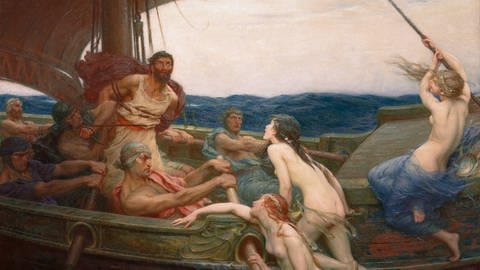 Odysseus und die Sirenen, dargestellt auf einem Ölgemälde von Herbert James Draper von 1909