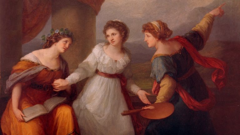 Angelika Kauffmann: Selbstbildnis am Scheideweg zwischen Musik und Malerei – Öl auf Leinwand, 1792.