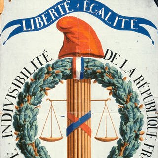 Plakat mit republikanischen Emblemen aus der Zeit der Französischen Revolution, 1789-1799. (Ausschnitt)