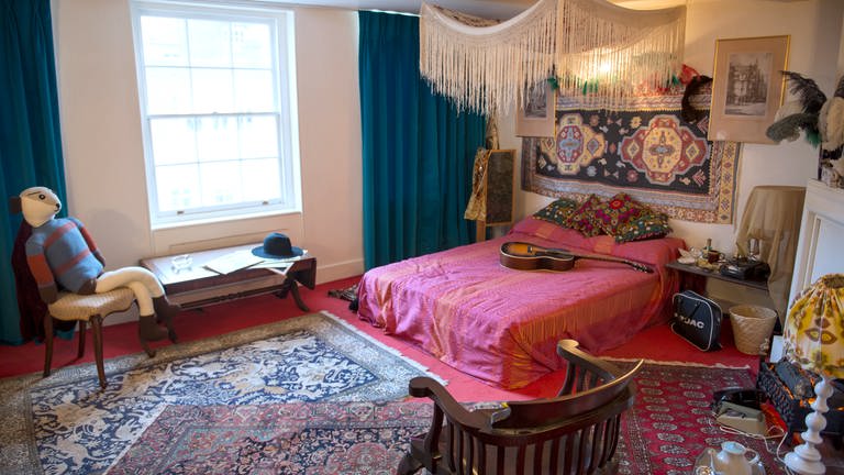 Schlafzimmer von Jimi Hendrix in London.