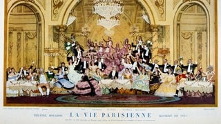 Ein Plakat einer Aufführung der Operette „La vie parisienne“ von Jacques Offenbach