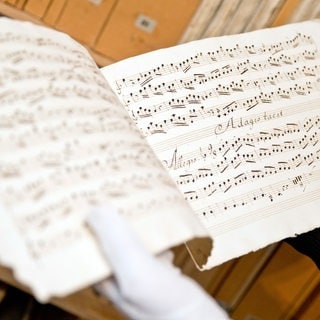 Notenblatt eines Autographen von Antonio Vivaldi.