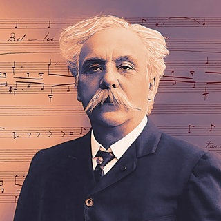 Gabriel Fauré, französischer Komponist, digital bearbeitet nach einer Fotografie von Pierre Petit, 1905, Notenblatt aus Arpège op. 76 Nr. 2