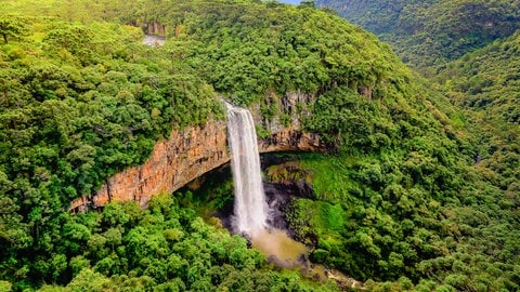 Der Caracol-Wasserfall im Regenwald im brasilianischen Bundesstaat Rio Grande do Sul