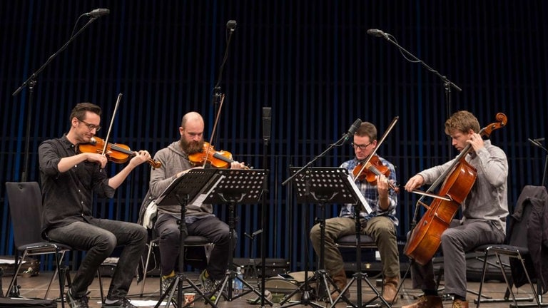 Streichquartett probt für die Donaueschinger Musiktage