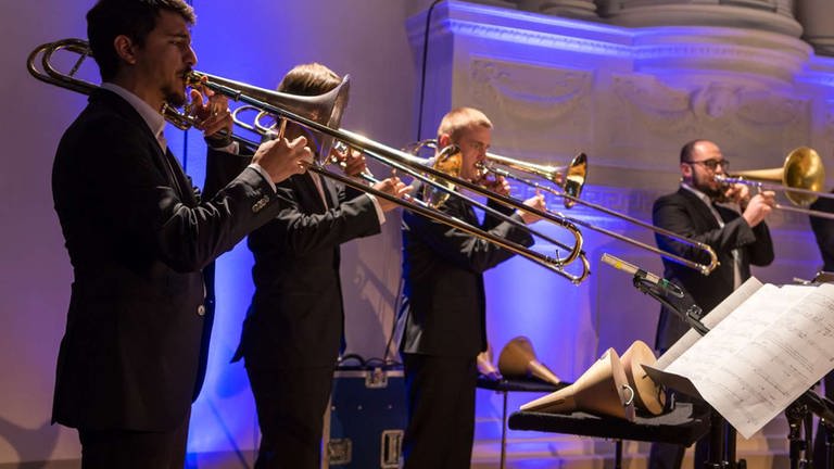Vier Posaunisten von der Trombone Unit Hannover