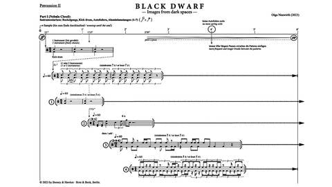 Ausschnitt aus der Partitur "Black Dwarf" von Olga Neuwirth