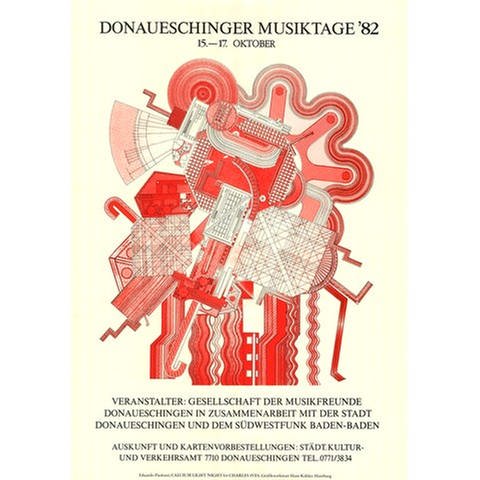 Donaueschinger Musiktage - Plakat 1982 - Eduardo Paolozzi - Variante in rot