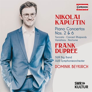 CD Cover der Einspielung von zwei Klavierkonzerten und weiteren Werke von Nikolak Kapustin mit Frank Dupree, dem SWR Symphonieorchester und der SWR Big Band unter der Leitung von Dominik Beykirch