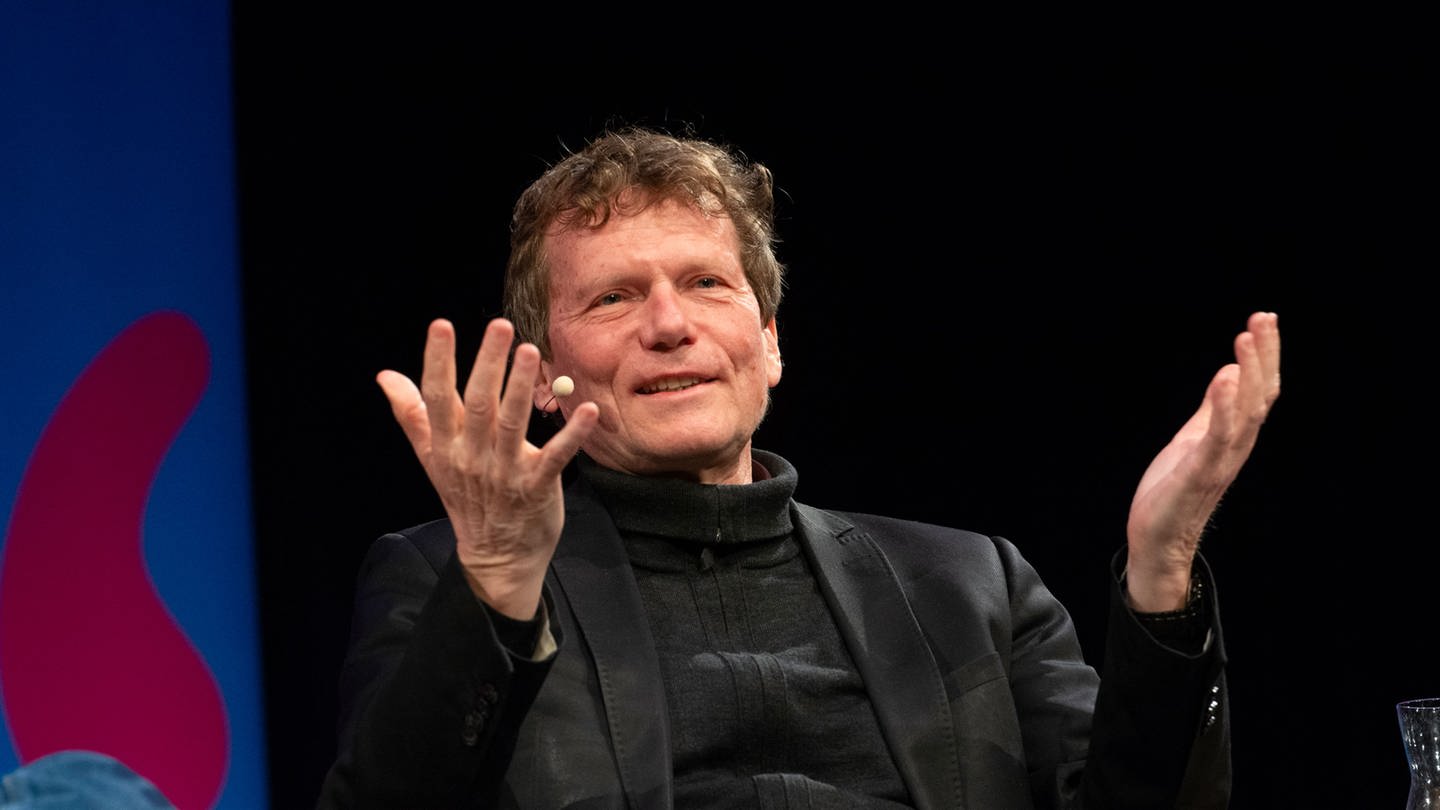 Hartmut Rosa, a German political scientist, is seen on stage at WDR Funkhaus in Cologne, Germany, on March 9, 2024, during the lit.cologne 2024. Archivfoto