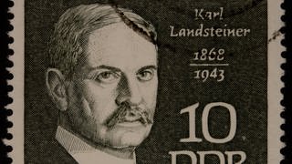 Karl Landsteiner, ein österreichischer Immunologe und Patholigist, Portrait auf einer DDR-Marke