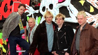 Die Punkband "Die Toten Hosen" 1996 (v.l.n.r.): Breiti, Wölli, Campino, Andi und Kuddel