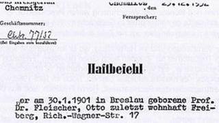Haftbefehl für Otto Fleischer vom 23. Dezember 1952.