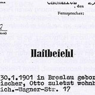 Haftbefehl für Otto Fleischer vom 23. Dezember 1952.