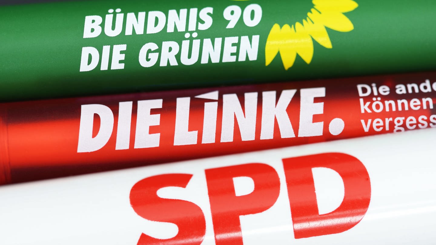 Kugelschreiber von: SPD, Bündnis 90/Die Grünen und Die Linke (Symbolfoto)