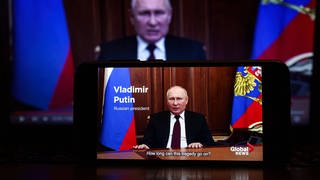 Wladimir Putin hält eine Rede am 22.02.2022