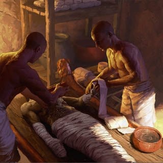 Darstellung einer Einbalsamierung im alten Ägypten